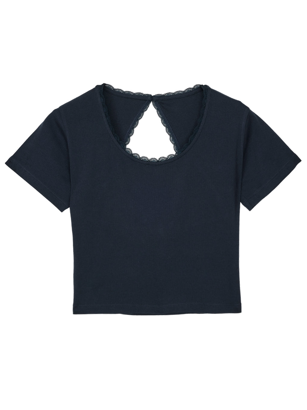 LACE TRIM RIB TEE