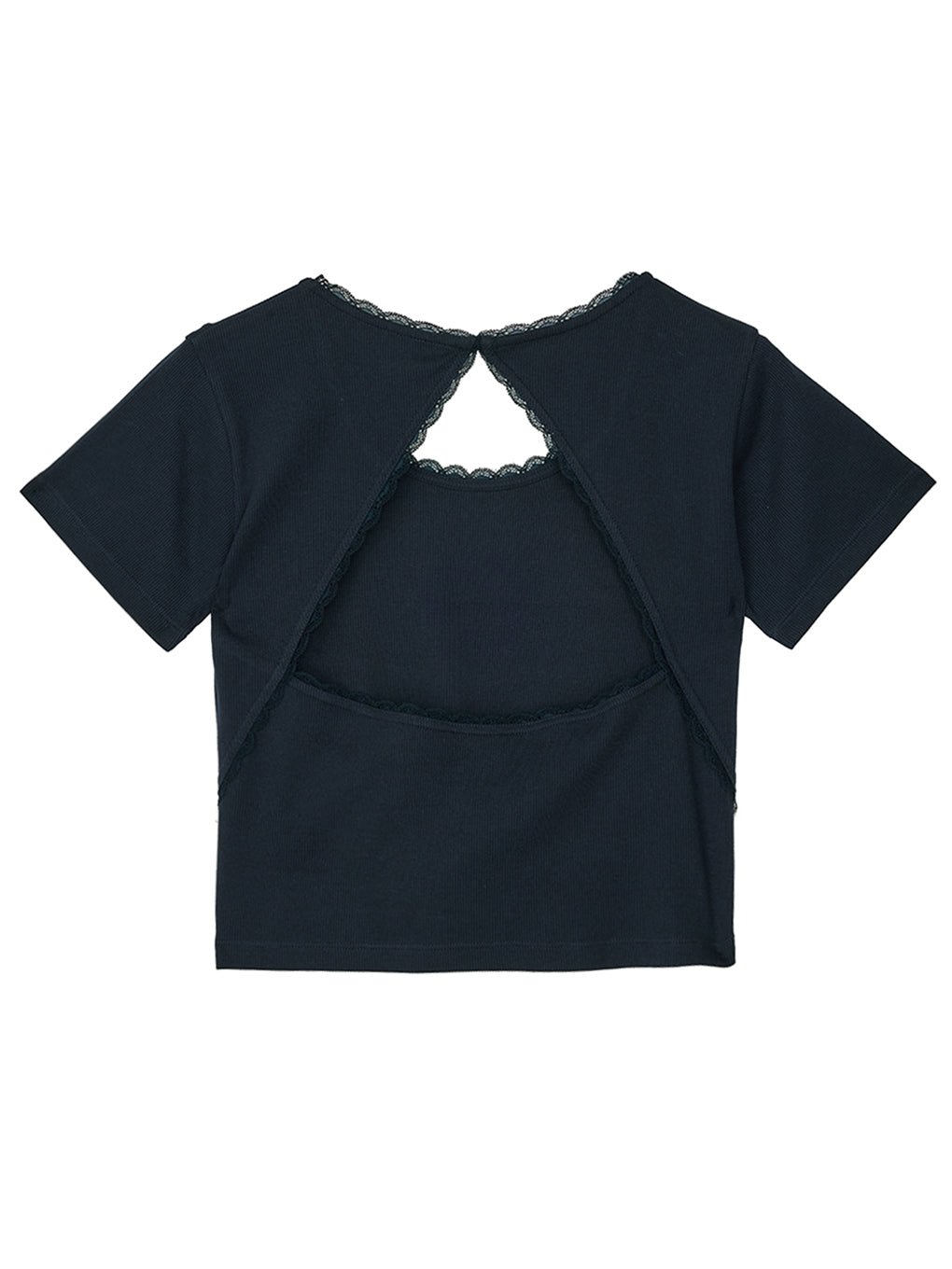 LACE TRIM RIB TEE