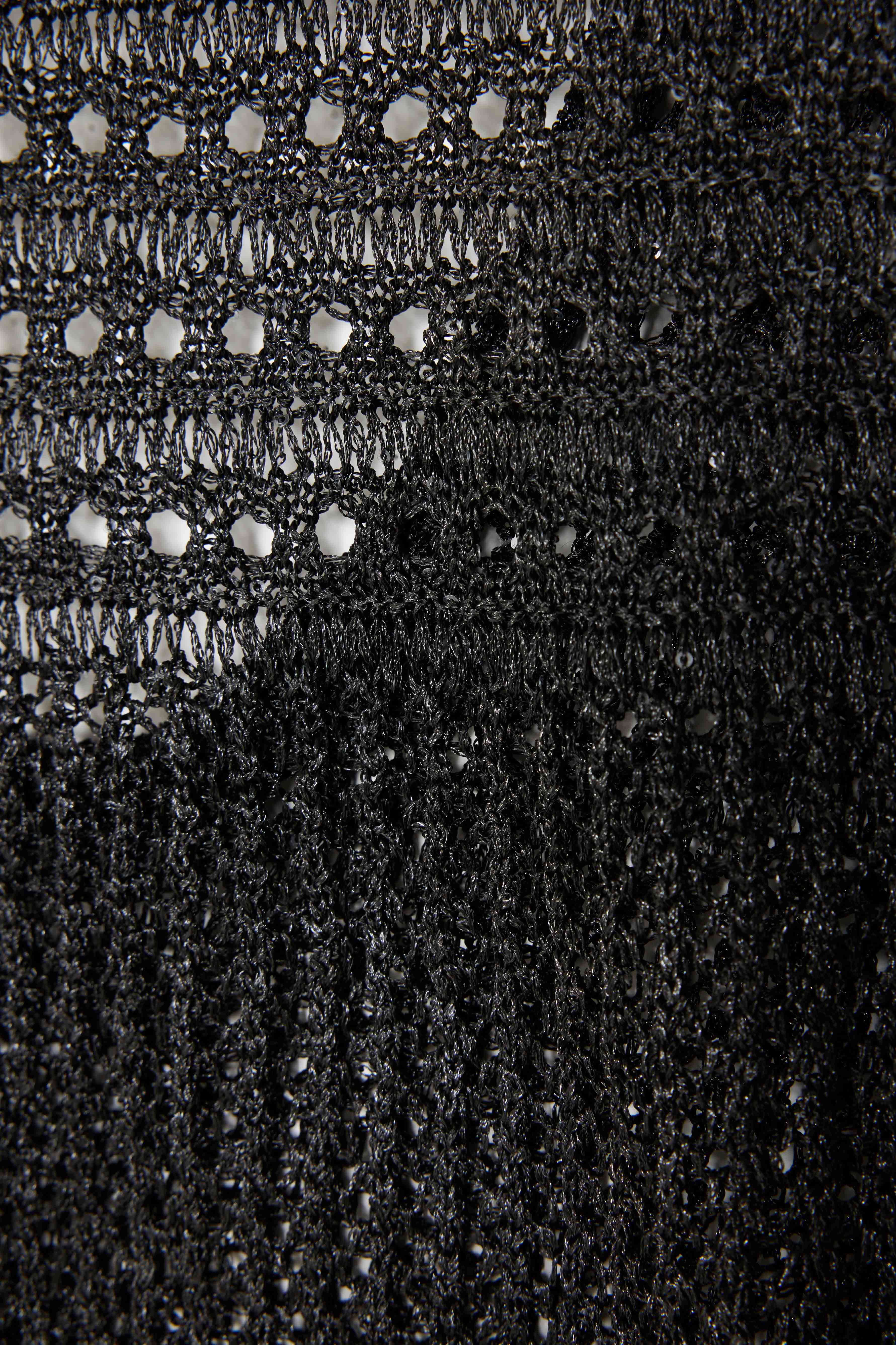 KNIT CROCHET BODYSUITE W/NECKTIE