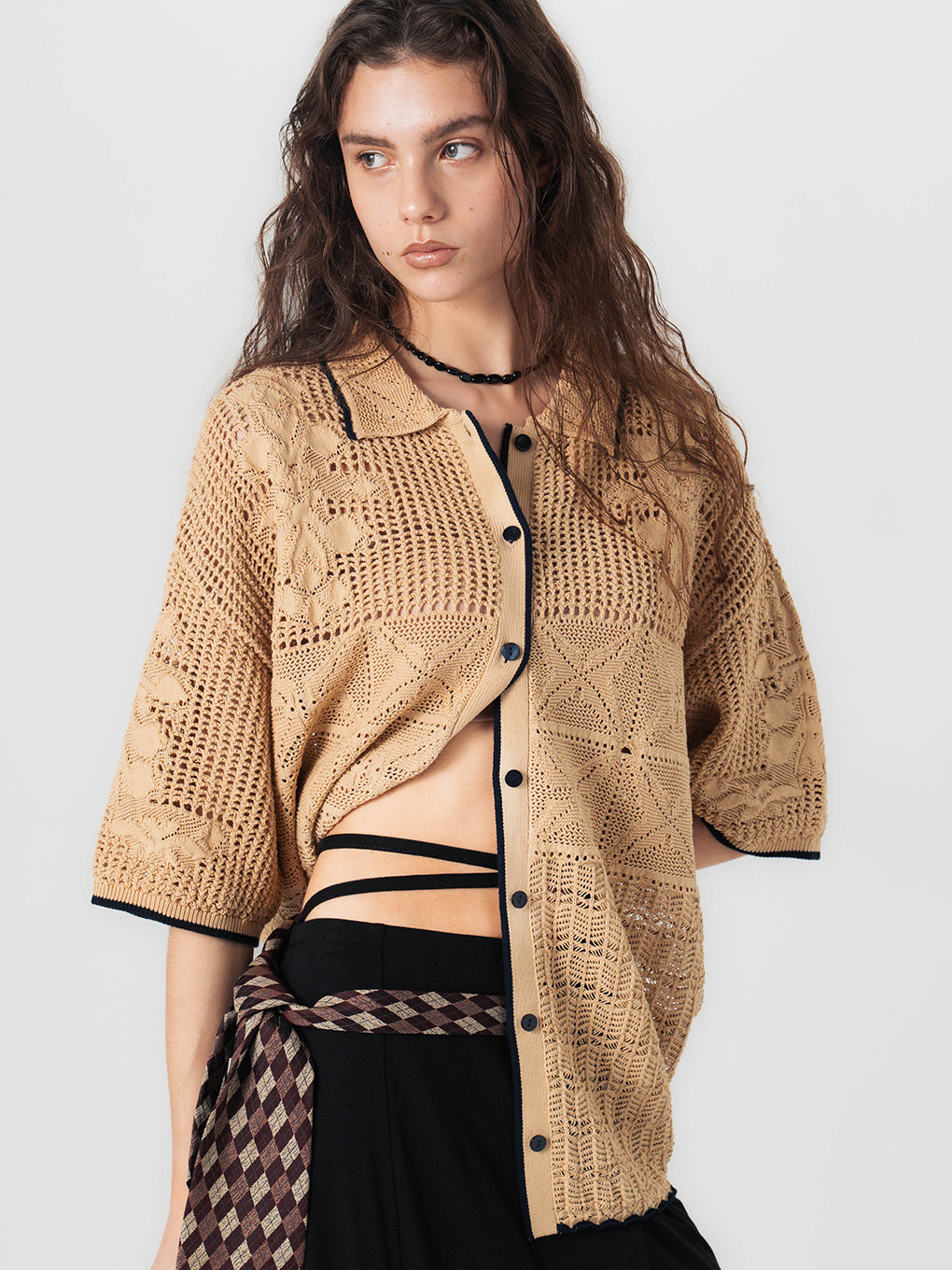 MIX PATTERN KNIT SHIRT