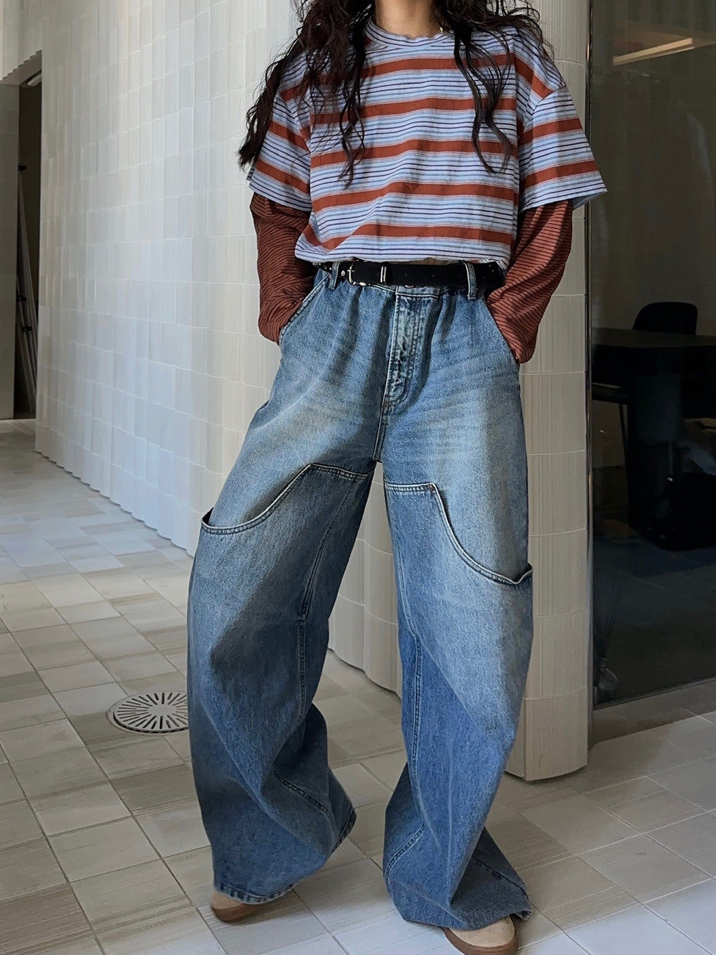 LAYERED BORDER LS TEE