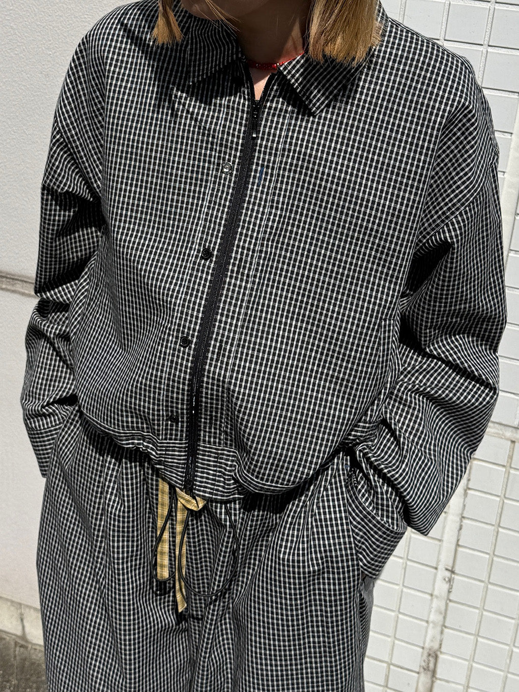 DADDY CHECK ZIP UP SHIRT