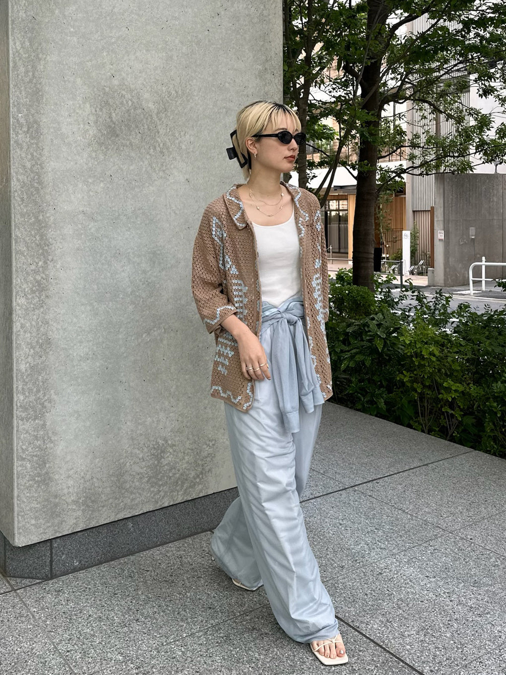 ETHNIC KNIT OPEN COLLAR SHIRT