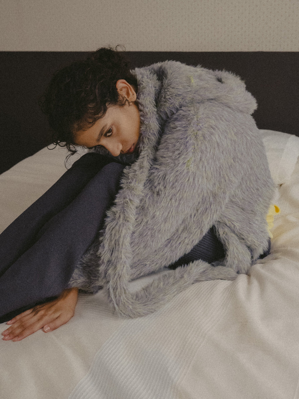 FUR KNIT ZIP HOODIE