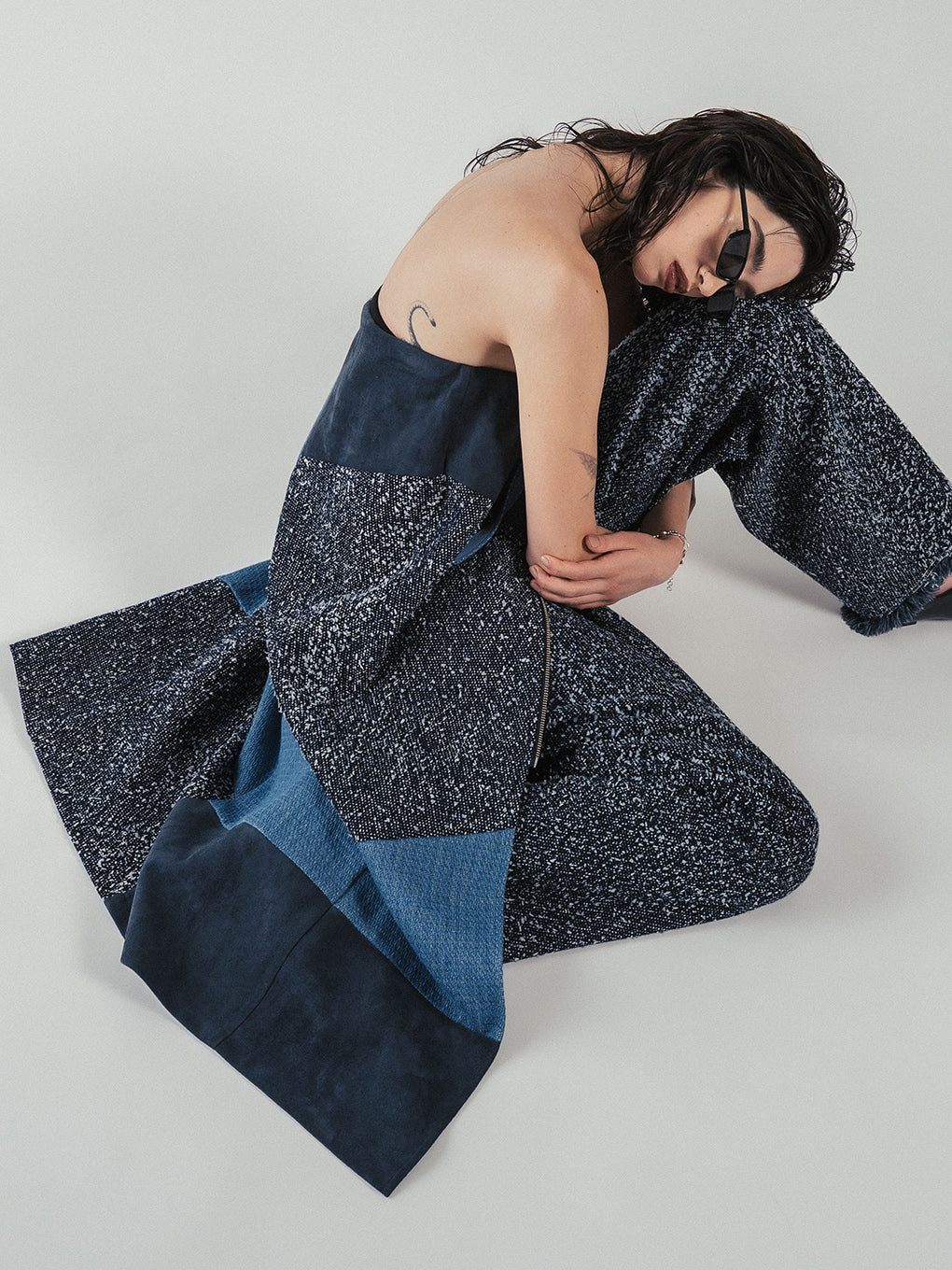 PATCH WORK ZIP UP SKIRT