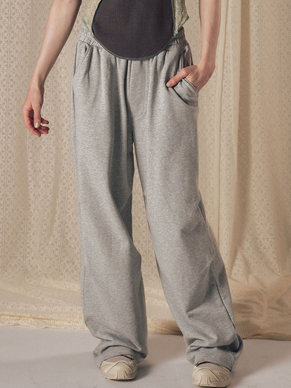 FRENCH TERRY WIDE PANTS