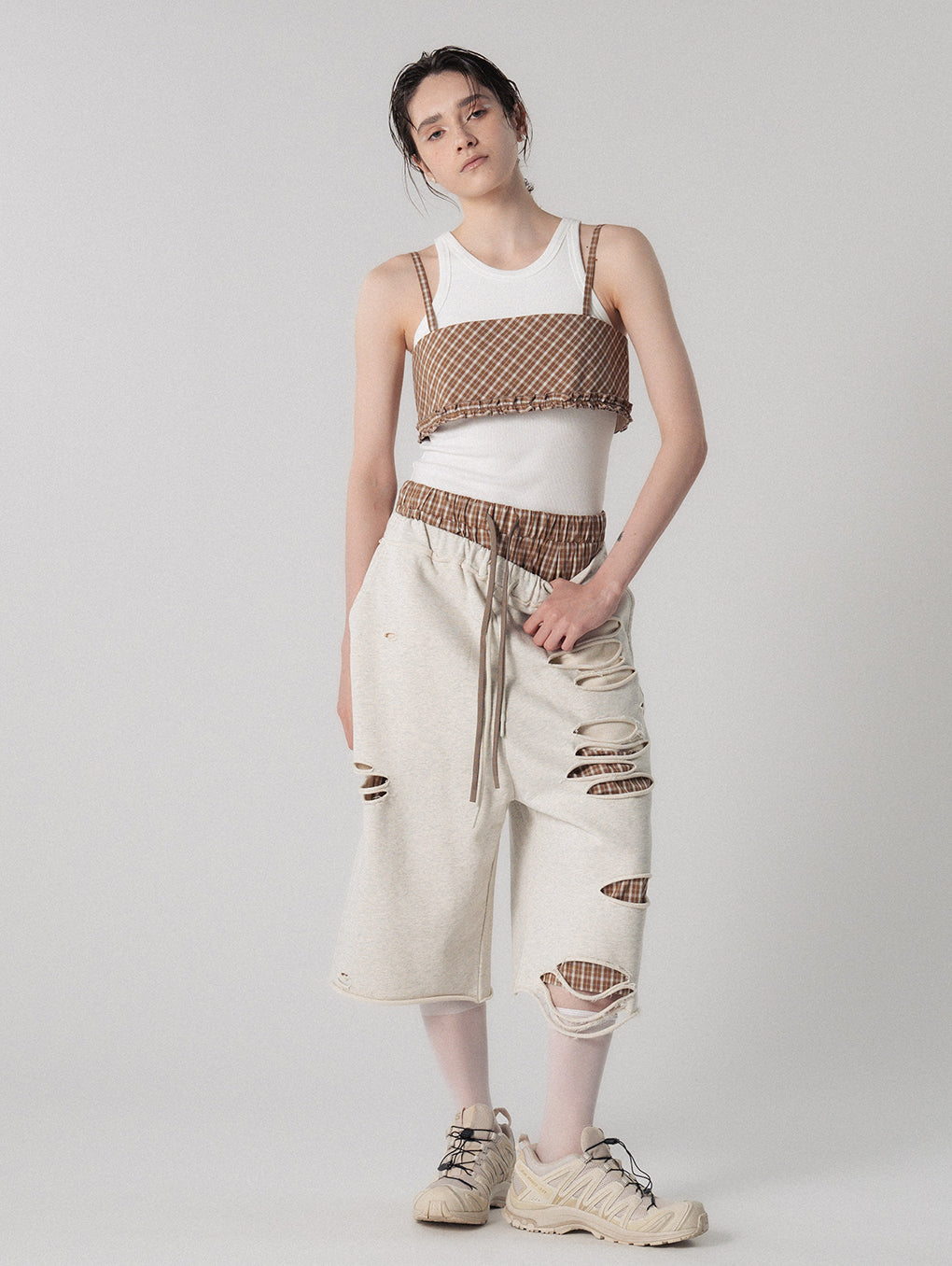 CHECK HEM FRILL BUSTIER