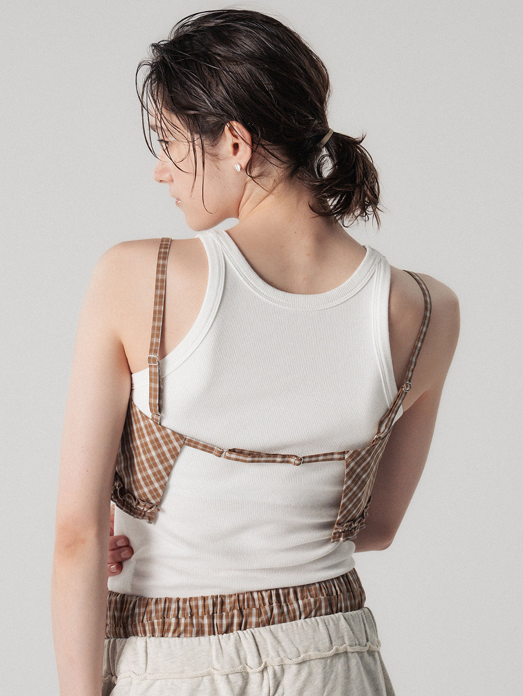 CHECK HEM FRILL BUSTIER