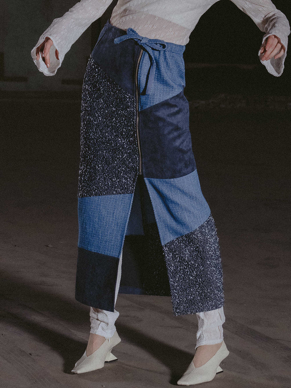 PATCH WORK ZIP UP SKIRT