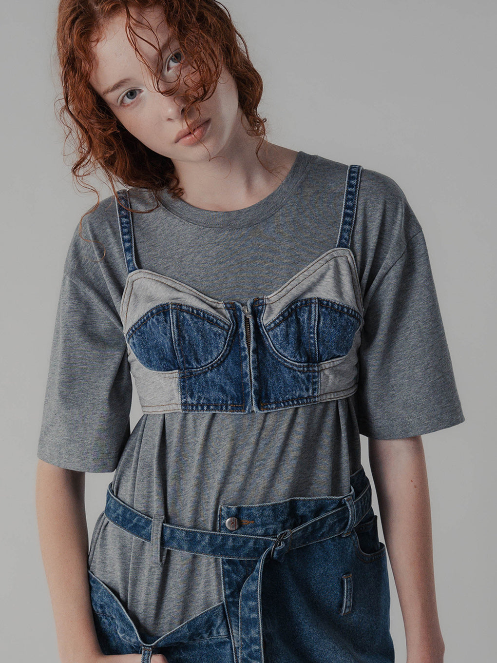 FRENCHTERRY DENIM BUSTIER