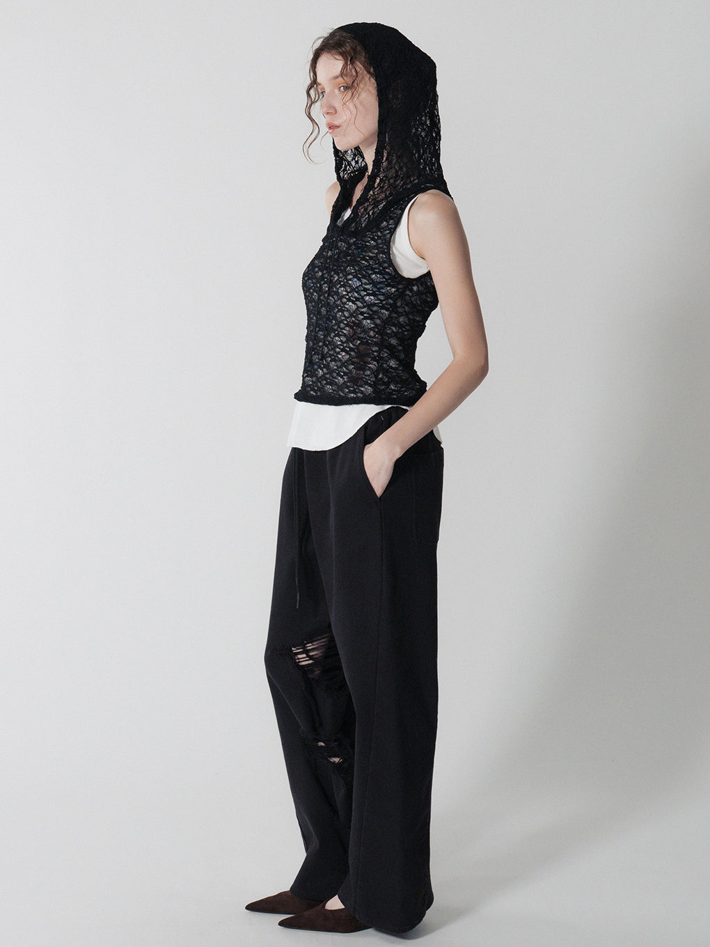 LACE HOODIE NS TOP