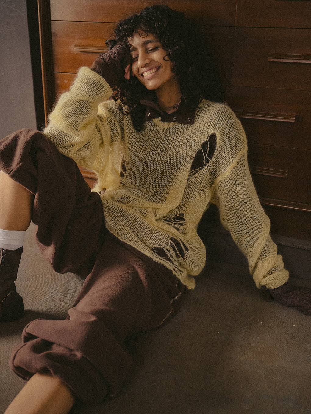 RIPPED MOHAIR KNIT TOP