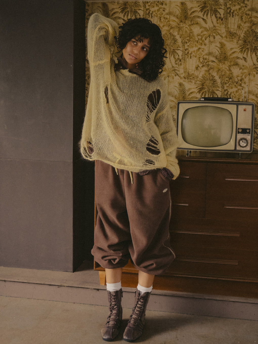 RIPPED MOHAIR KNIT TOP