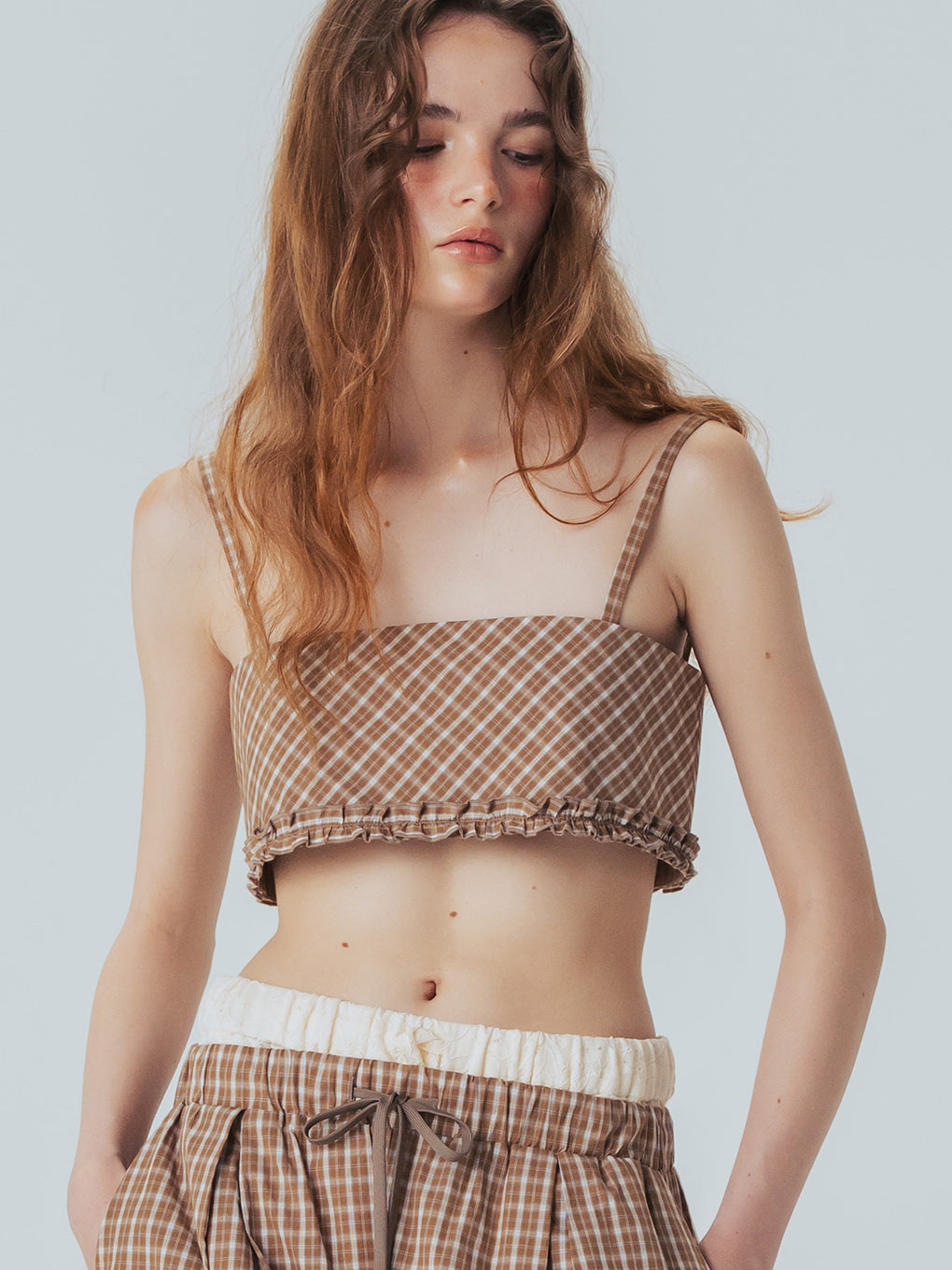 CHECK HEM FRILL BUSTIER