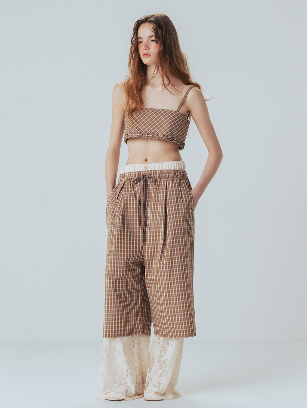CHECK HEM FRILL BUSTIER