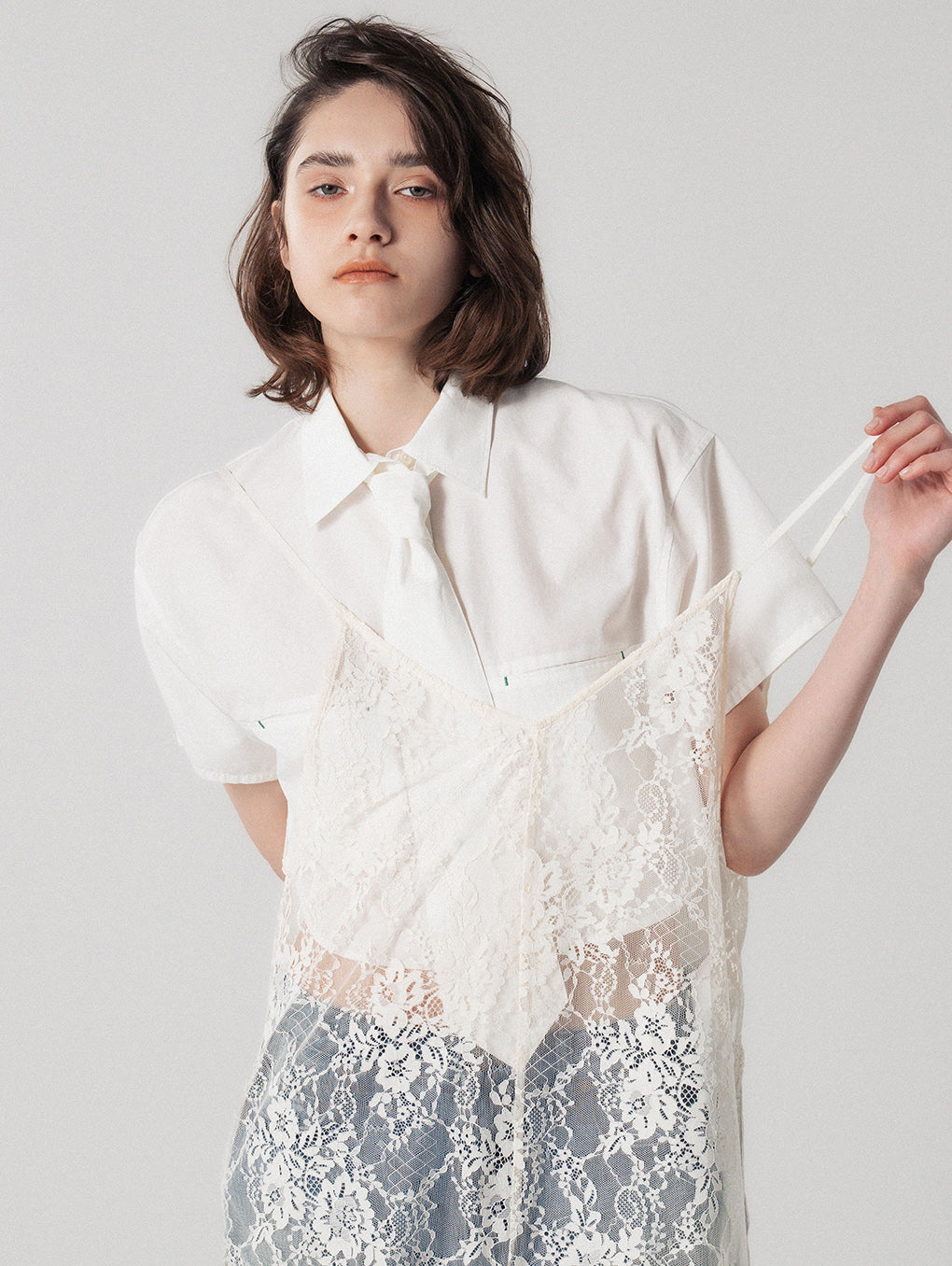 NECKTIE WITH CROPPED SHIRT
