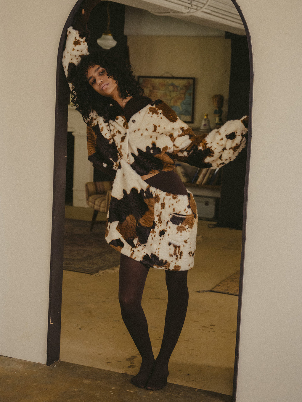 ANIMAL FUR WRAP SKIRT