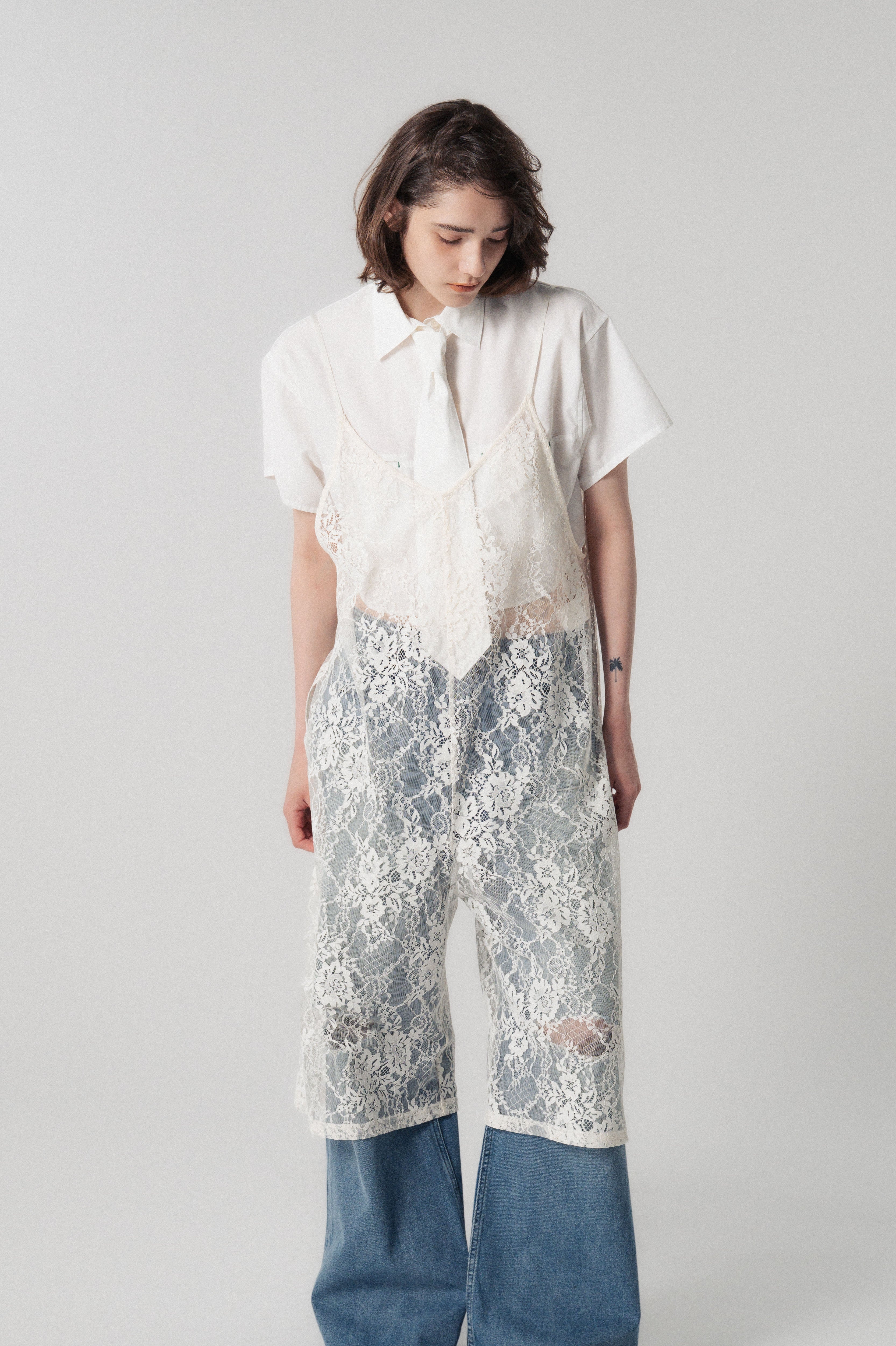 NECKTIE WITH CROPPED SHIRT