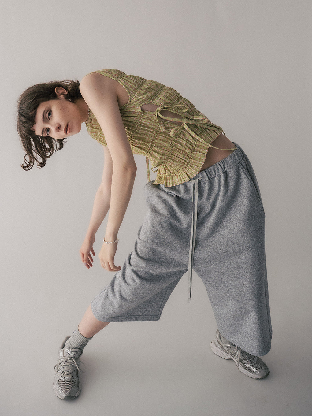 FRENCH TERRY×LACE HALF PANTS