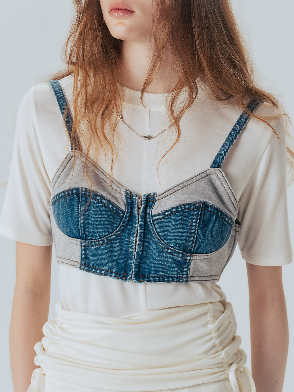FRENCHTERRY DENIM BUSTIER