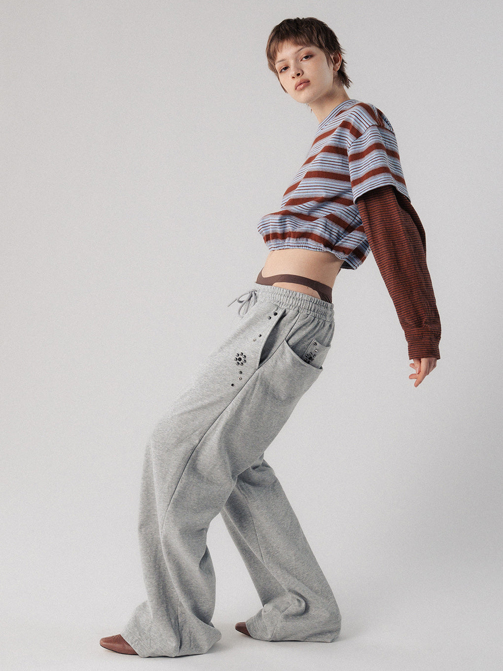 FRENCH TERRY STUDS PANTS