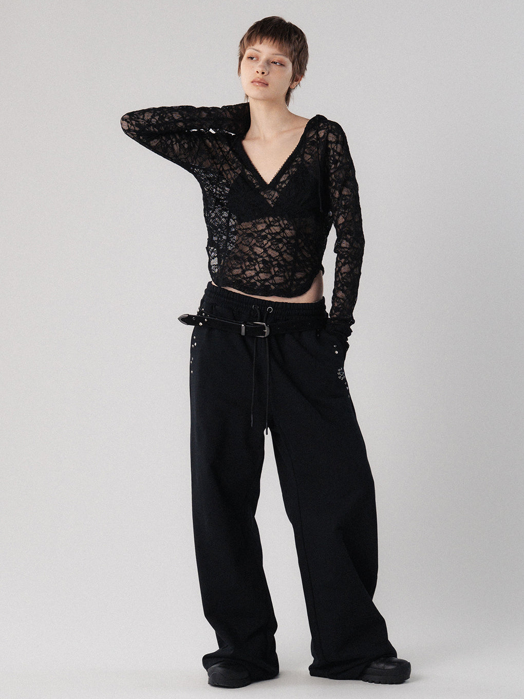 LACE HOODIE TOP
