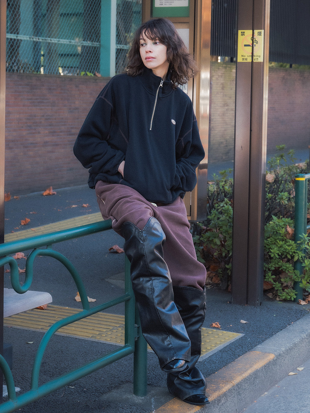 DISCUS FLEECE WIDE PANTS