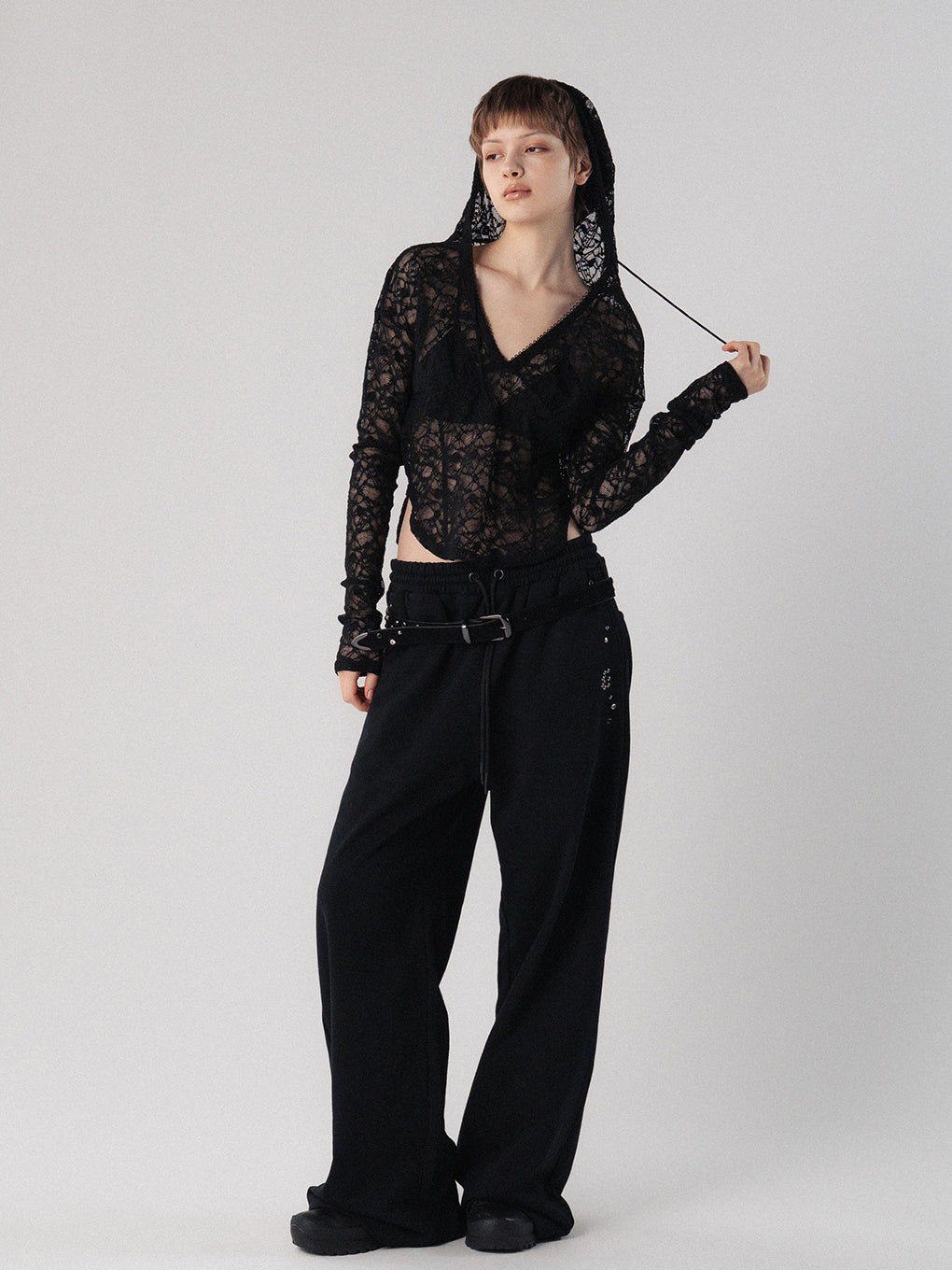 FRENCH TERRY STUDS PANTS