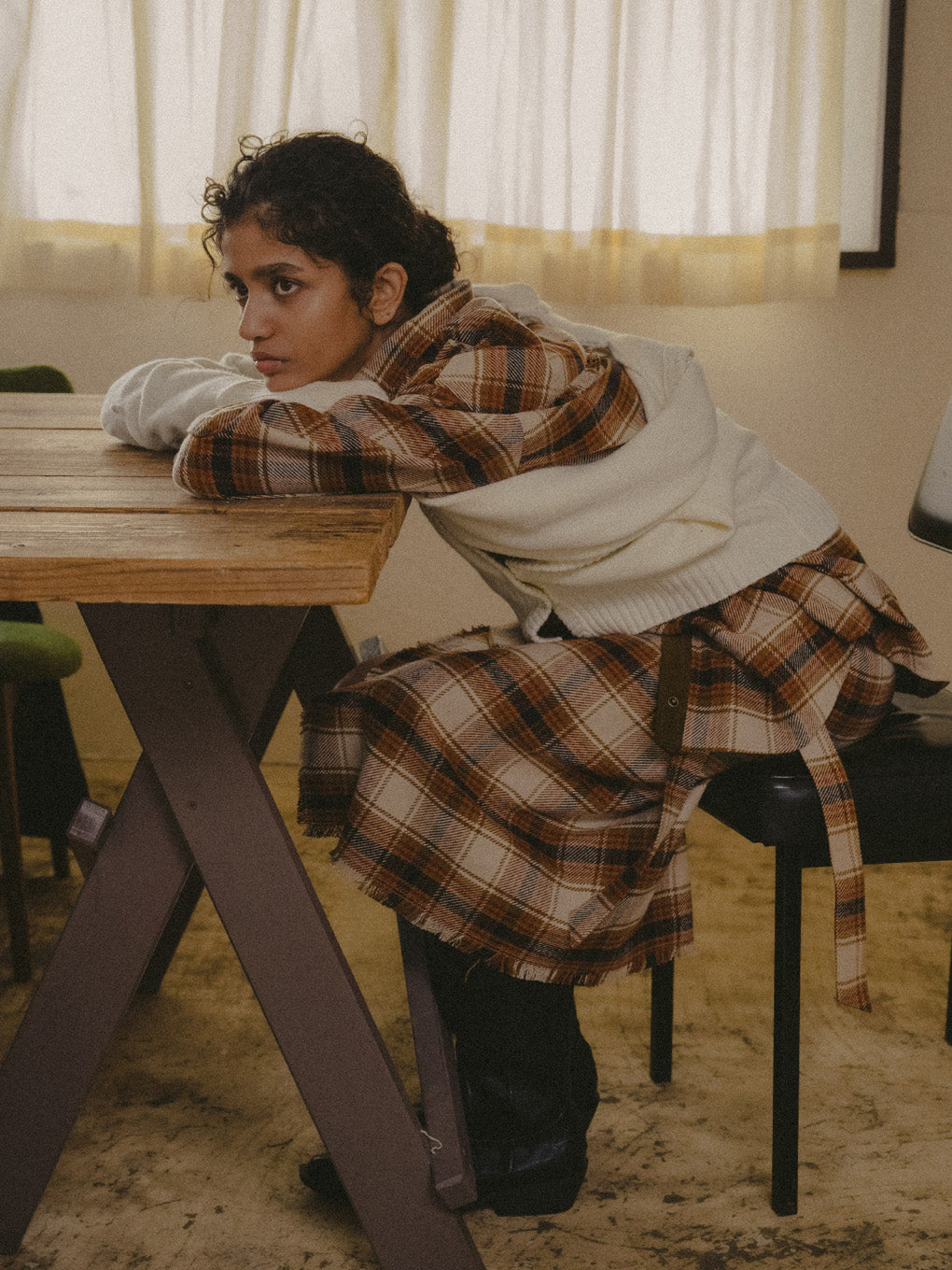 CHECK WRAP SKIRT