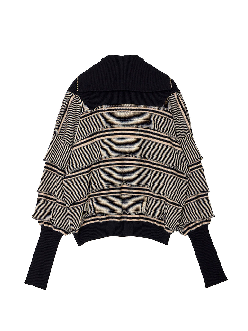 BORDER HALF ZIP KNIT TOP