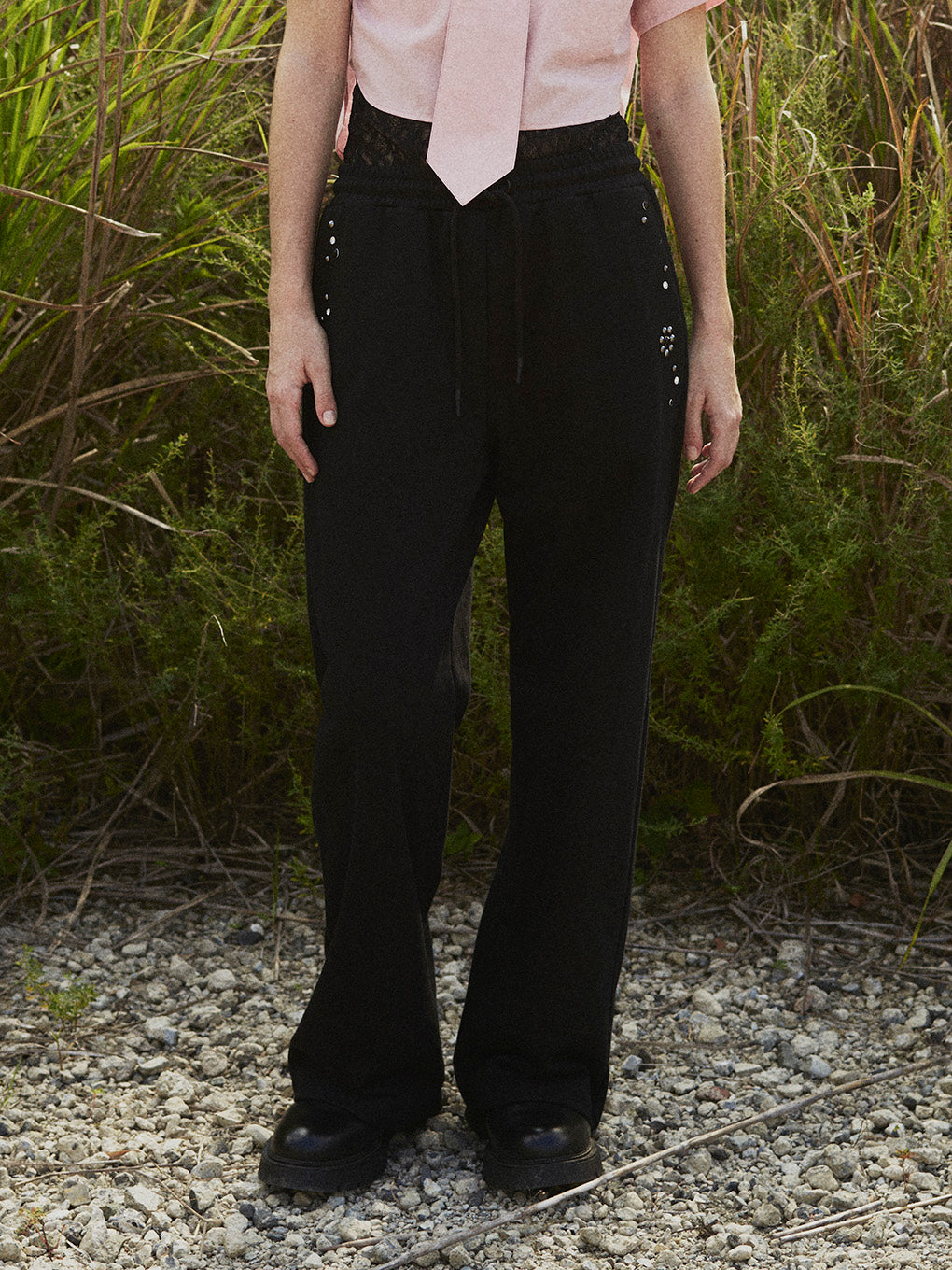 FRENCH TERRY STUDS PANTS