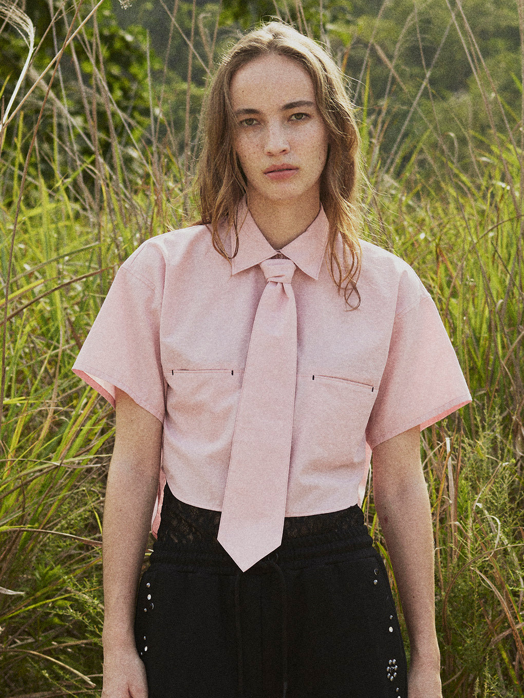 NECKTIE WITH CROPPED SHIRT