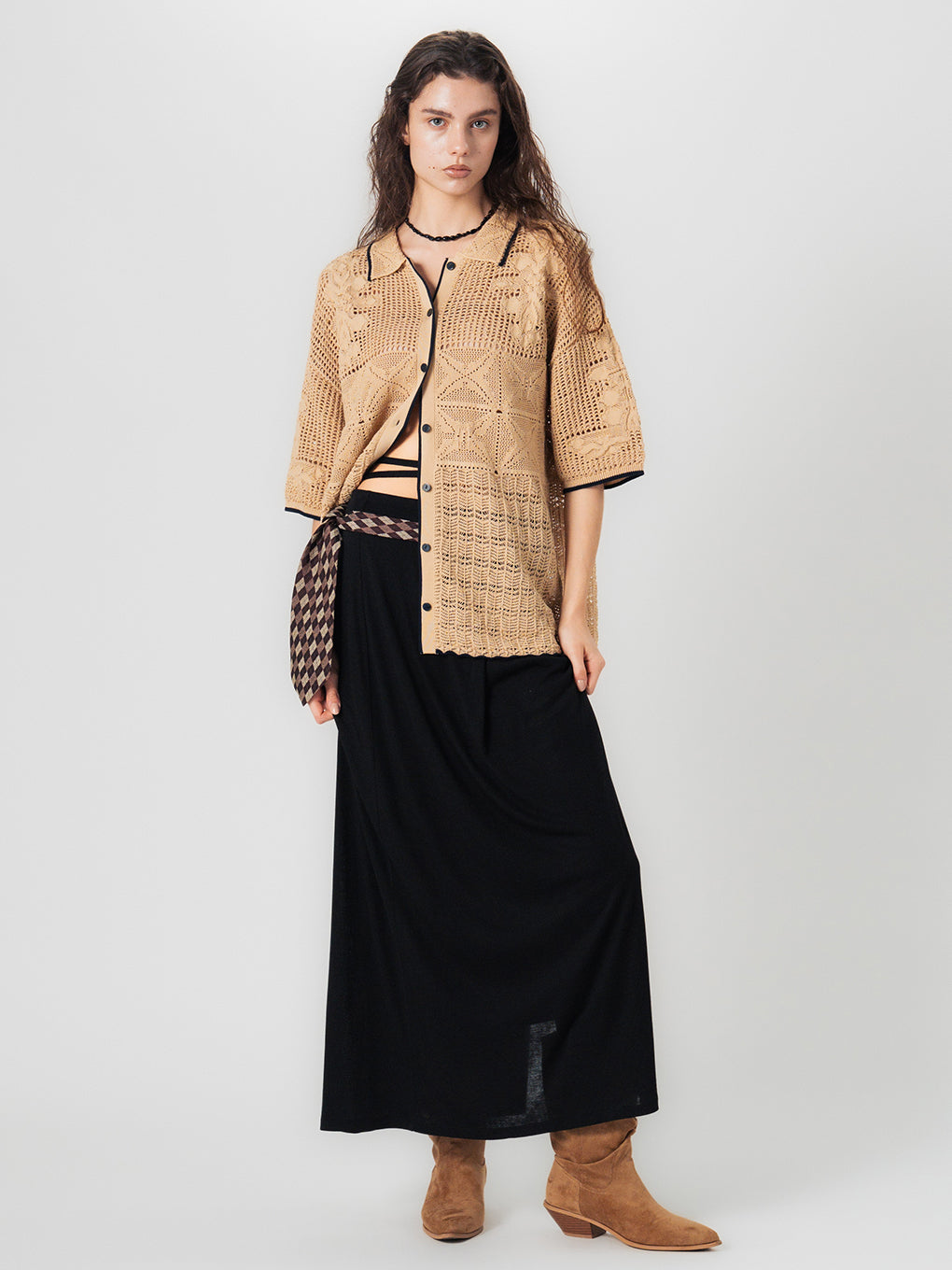 MIX PATTERN KNIT SHIRT