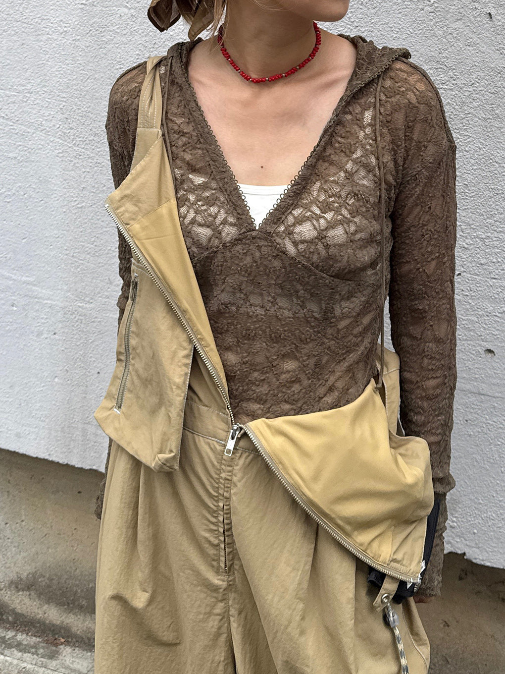 LACE HOODIE TOP