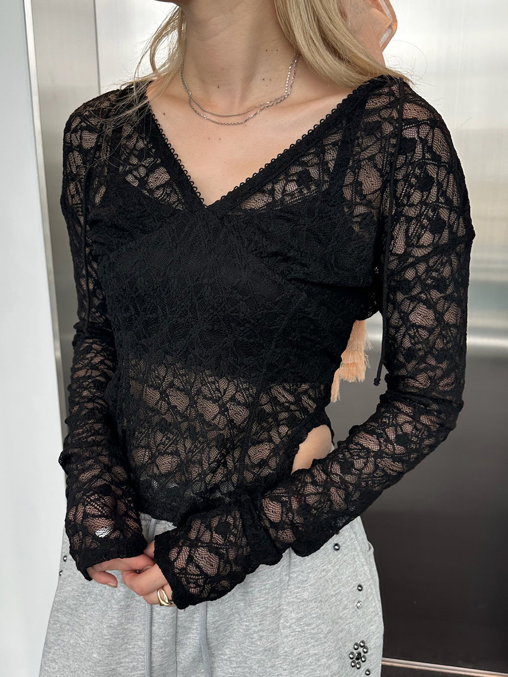LACE HOODIE TOP