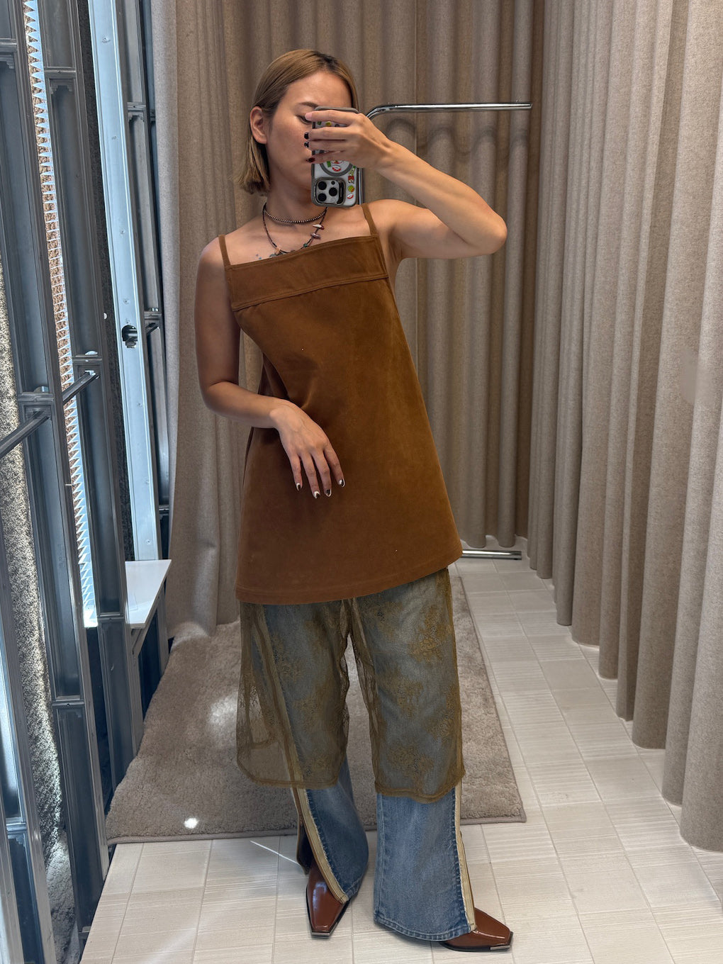 FRENCH TERRY×LACE HALF PANTS