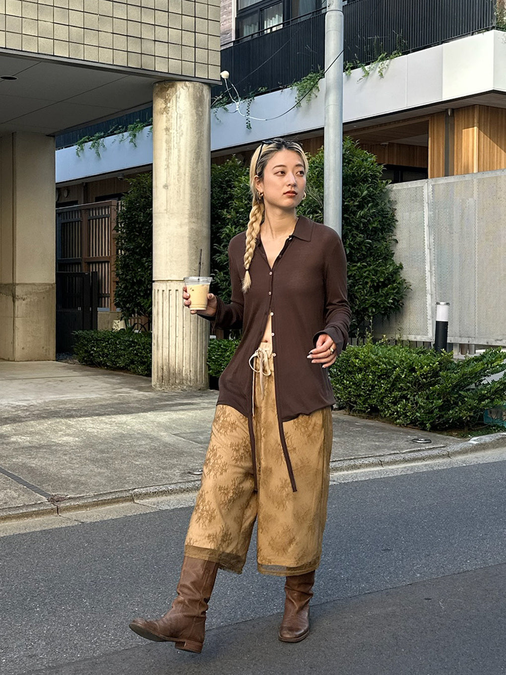 FRENCH TERRY×LACE HALF PANTS