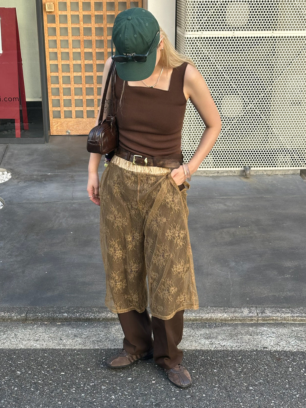 FRENCH TERRY×LACE HALF PANTS