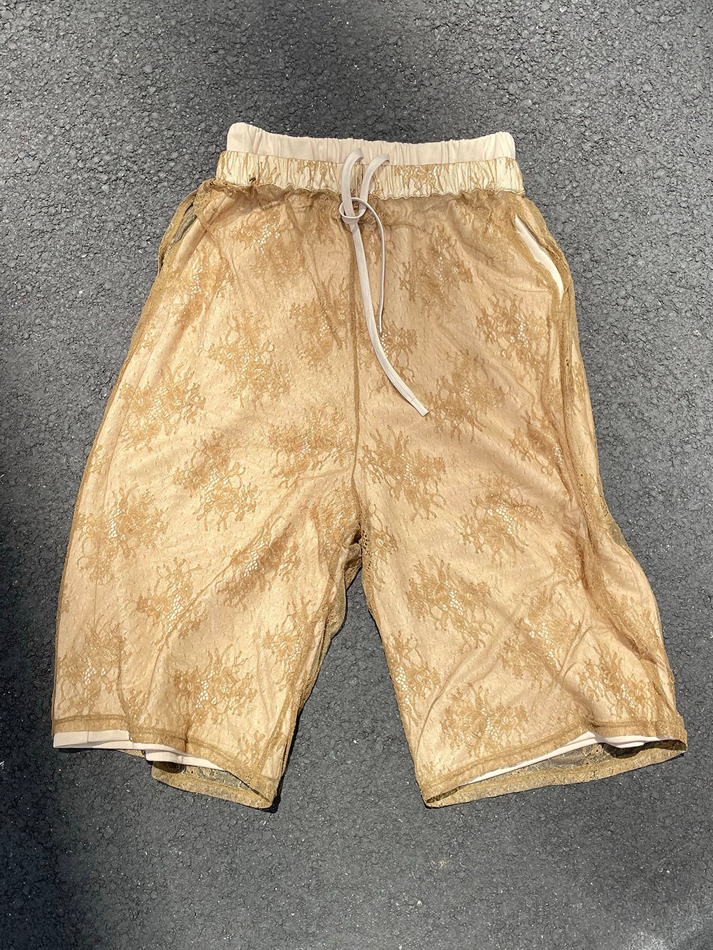 FRENCH TERRY×LACE HALF PANTS