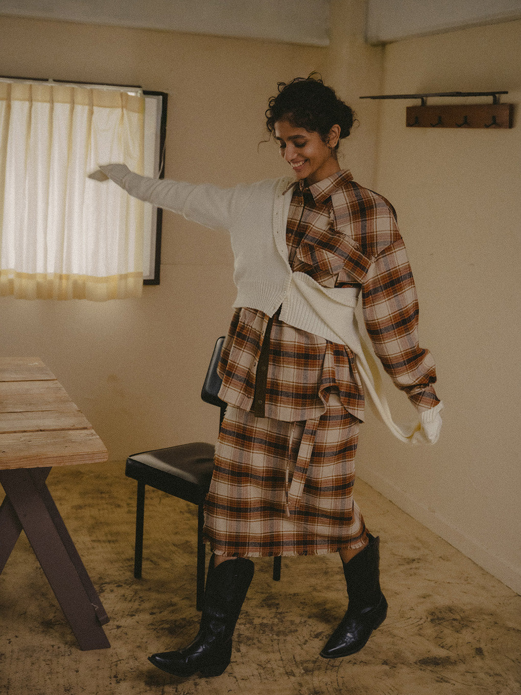CHECK WRAP SKIRT