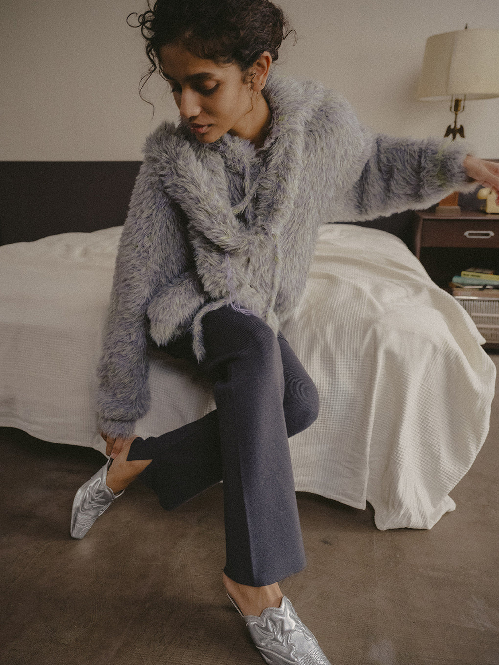 FUR KNIT ZIP HOODIE