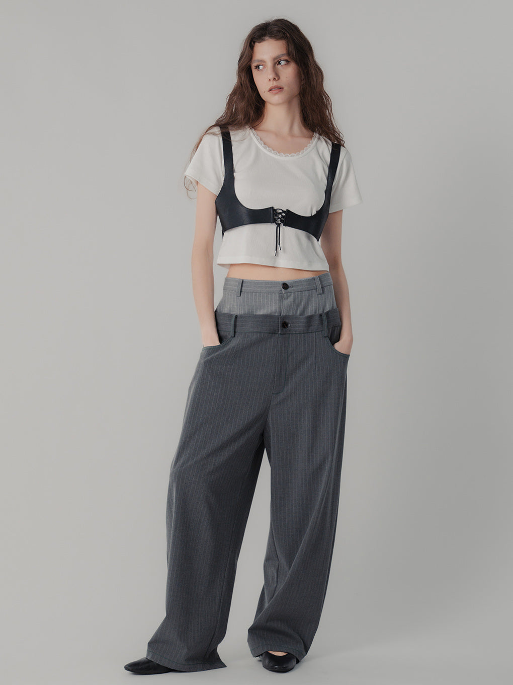 LACE TRIM RIB TEE