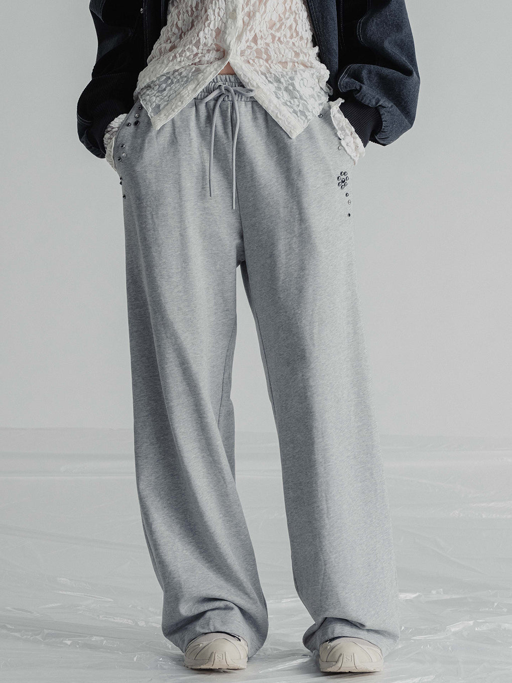 FRENCH TERRY STUDS PANTS