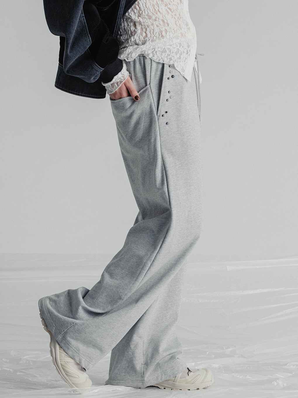 FRENCH TERRY STUDS PANTS
