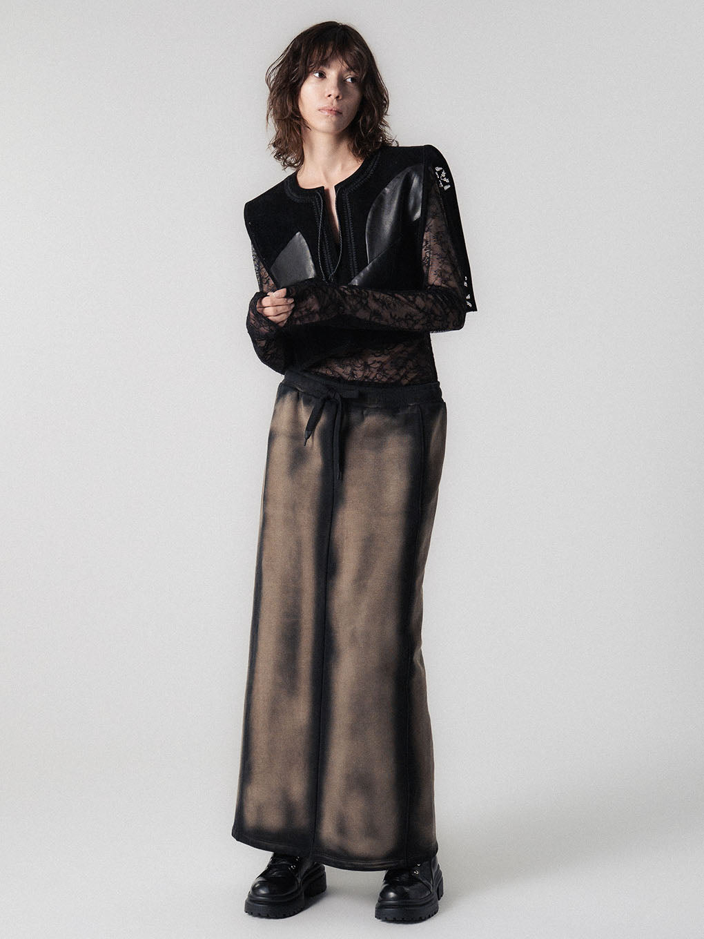 BLEACH DYE STRAIGHT SKIRT