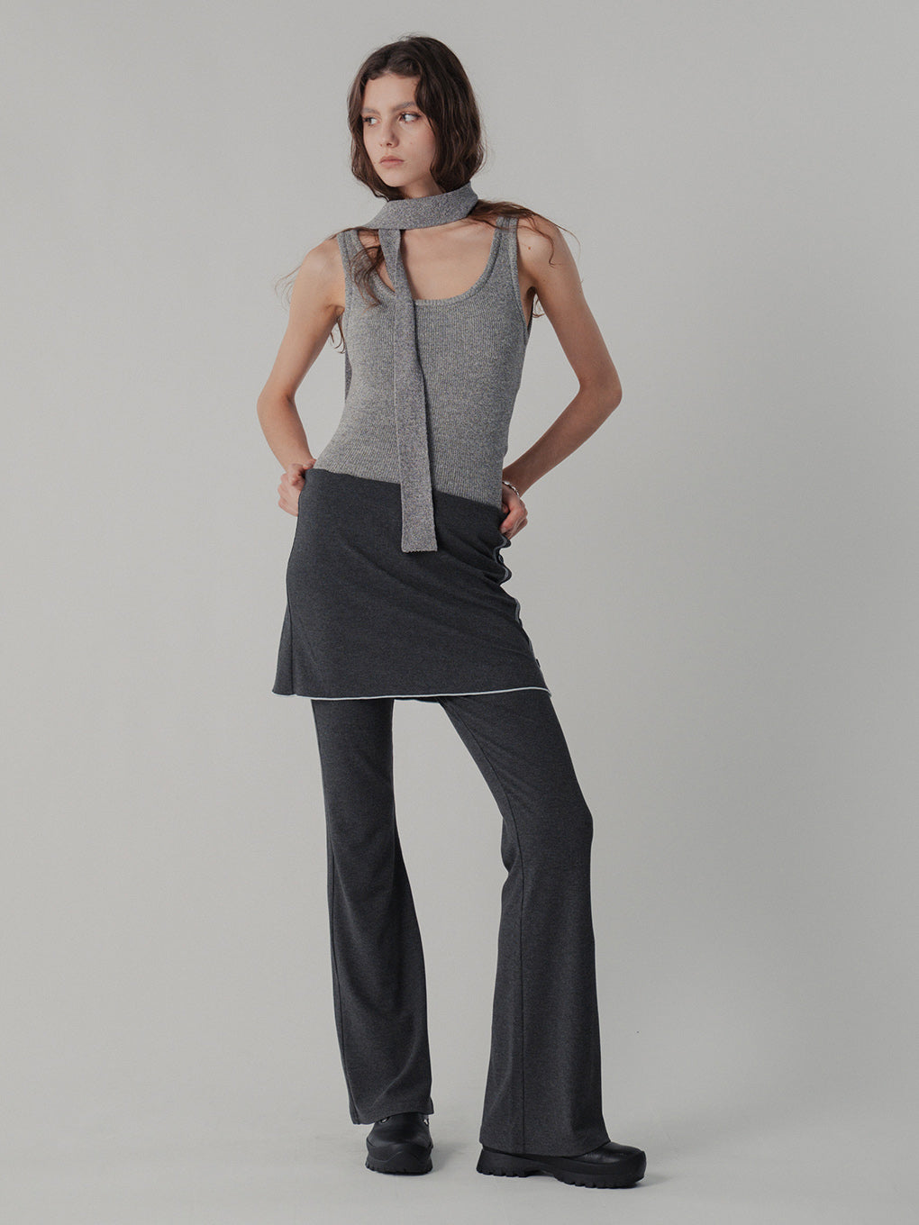 MELLOW RIB SKIRT PANTS