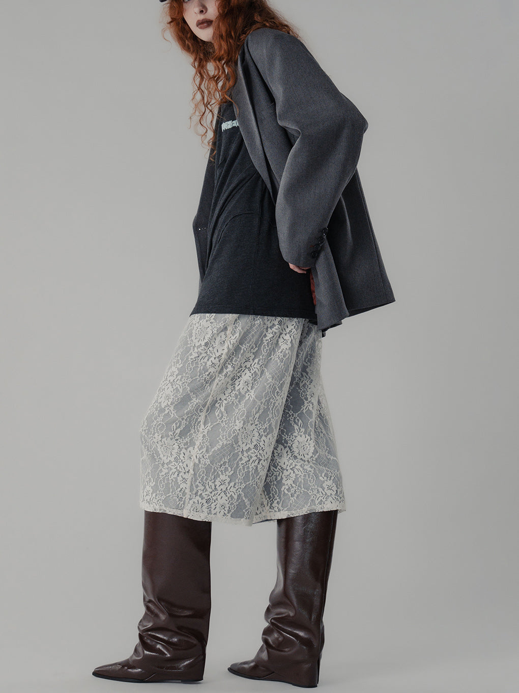 FRENCH TERRY×LACE HALF PANTS