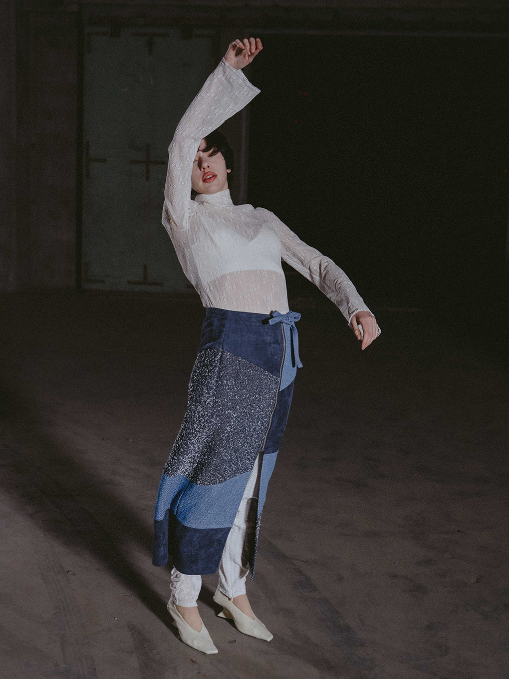 PATCH WORK ZIP UP SKIRT