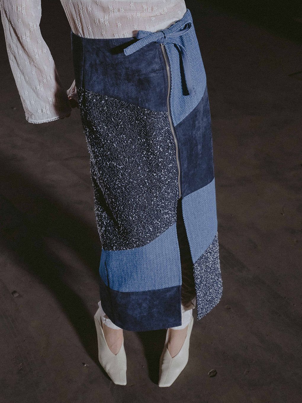 PATCH WORK ZIP UP SKIRT