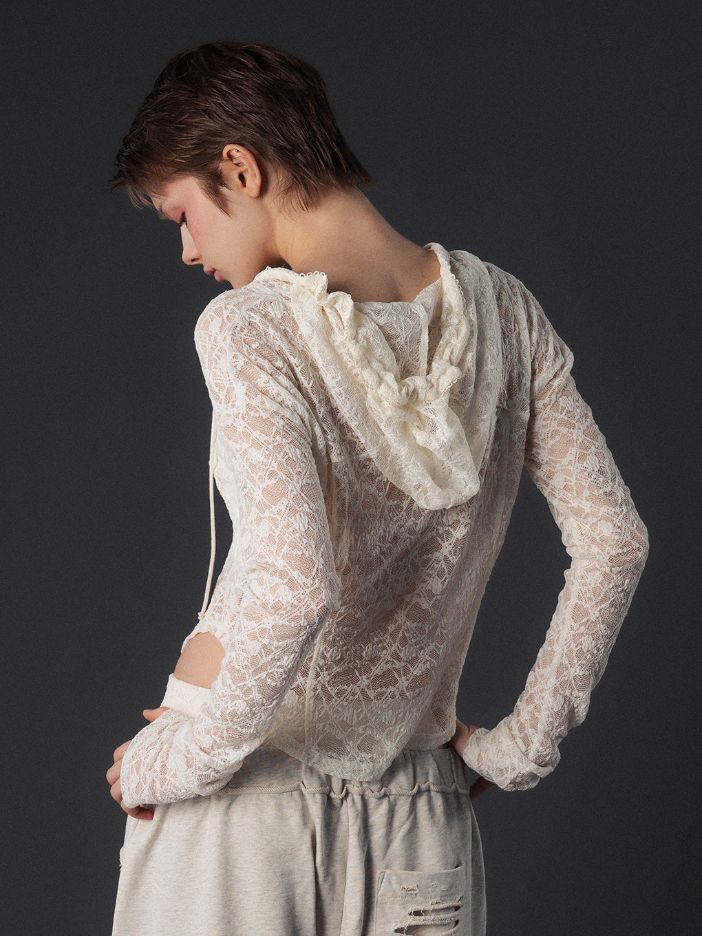 LACE HOODIE TOP